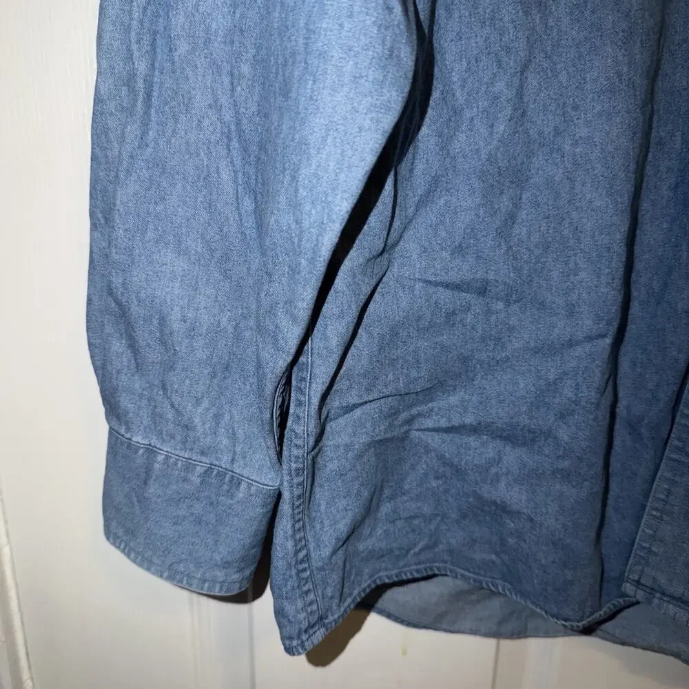 Vintage Chaps Ralph Lauren Mens Denim‎ Chambray Light Blue Casual Shirt 15.5